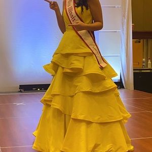 Yellow Mac Duggal Ballgown